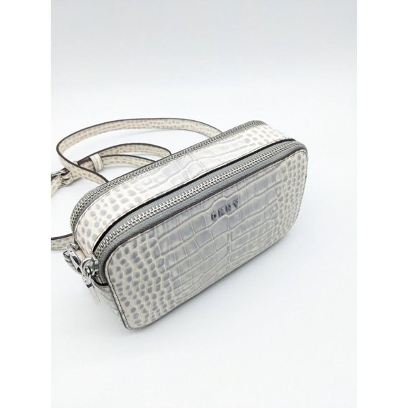 DKNY Bryant Leather Camera Bag - Gray/Silver NWT - Picture 2 of 4